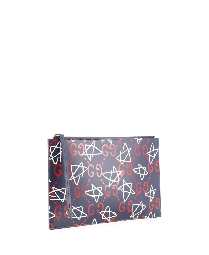 Pre-Owned Gucci Medium Zipped Pouch GucciGhost Leather