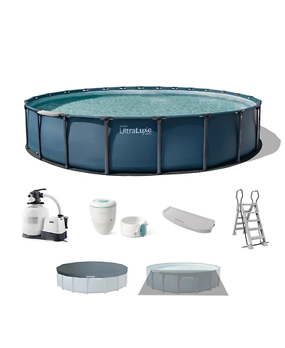 Intex UltraLuxe 24ft x 52in Above Ground Pool, Sand Pump, and Saltwater System