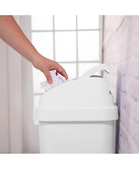 Sterilite 13 Gal Swing Top Lidded Wastebasket Kitchen Trash Can, White (16 Pack)