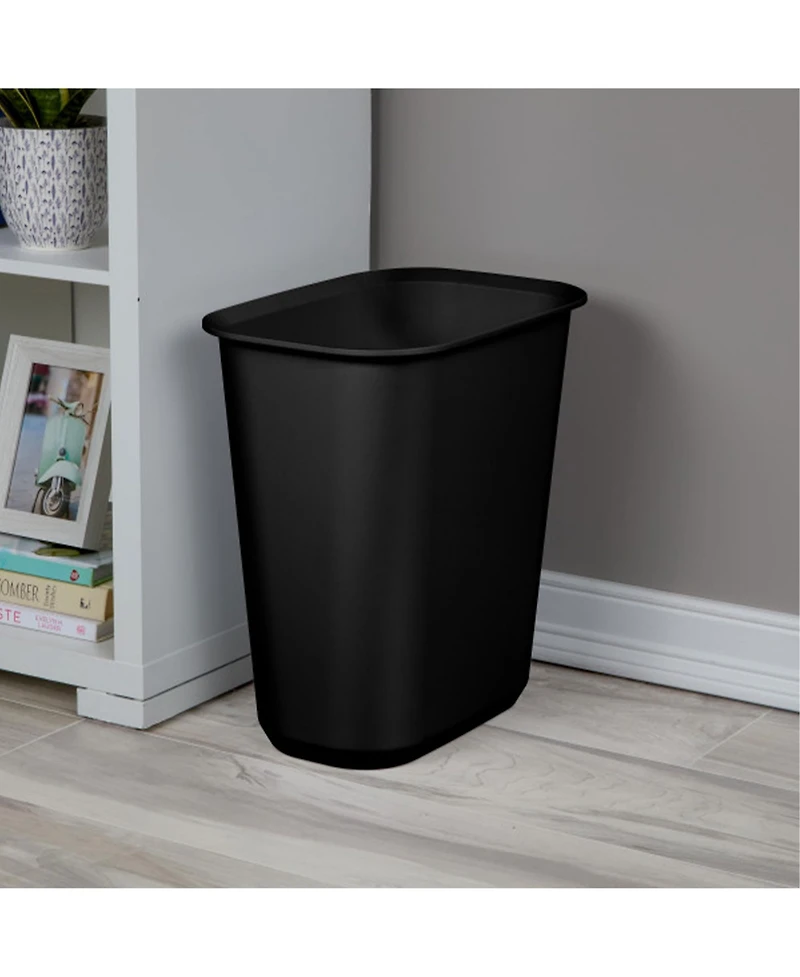Sterilite Rectangular Wastebasket 5.5 Gallon Open Top Trash Bin, 6 Pack, Black