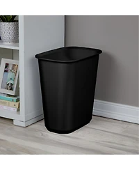 Sterilite Rectangular Wastebasket 5.5 Gallon Open Top Trash Bin, 6 Pack, Black