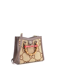 Pre-Owned Gucci Small Diana Nm Bamboo Handle Tote Jumbo Gg Canvas
