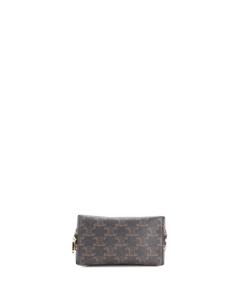 Pre-Owned Celine Zip Around Chain Clutch Triomphe Coated Canvas