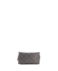 Pre-Owned Celine Zip Around Chain Clutch Triomphe Coated Canvas