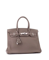 Pre-Owned Hermes Birkin 30 Handbag Grey Clemence with Palladium Hardware