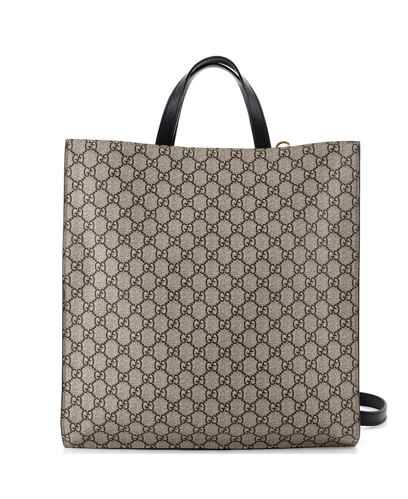 Pre-Owned Gucci Tall Convertible Soft Open Tote Printed Gg Coated Canvas