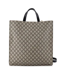 Pre-Owned Gucci Tall Convertible Soft Open Tote Printed Gg Coated Canvas