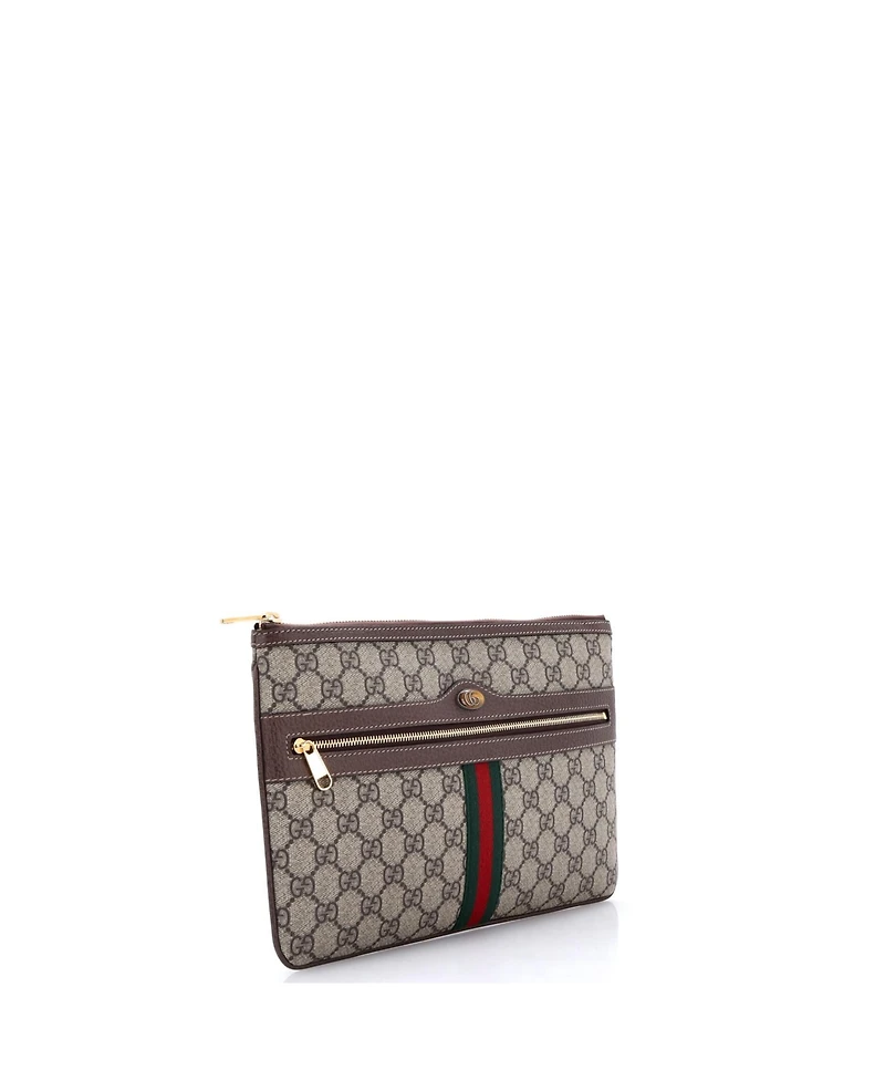 Pre-Owned Gucci Large Ophidia Zip Pouch Gg Coated Canvas
