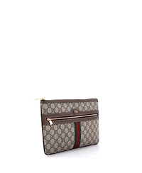 Pre-Owned Gucci Large Ophidia Zip Pouch Gg Coated Canvas