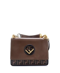 Pre-Owned Fendi Medium Kan I F Shoulder Bag Leather with Zucca Embossed Detail