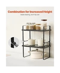 Sugift Expandable 2 Tier Cabinet Shelf Organizer Stackable Countertop Riser for Kitchen and Pantry
