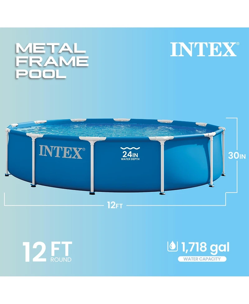 Intex 28211EP 12ft x 30in Metal Frame Above Ground Pool Set with Filter Pump
