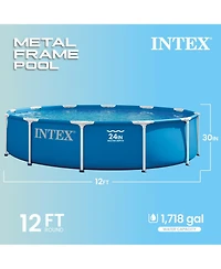 Intex 28211EP 12ft x 30in Metal Frame Above Ground Pool Set with Filter Pump