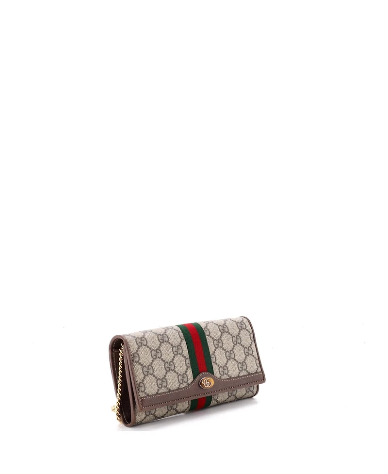 Pre-Owned Gucci Ophidia Chain Wallet Gg Coated Canvas