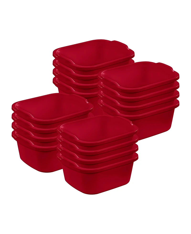 Sterilite Large Multi Function Home 12 Qt Sink Dish Washing Pan, Red (16 Pack)