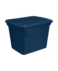 Sterilite Classic Lidded Stackable 18 Gal Storage Tote Container, Blue