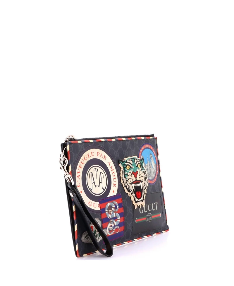 Pre-Owned Gucci Night Courrier Pouch Gg Coated Canvas with Applique