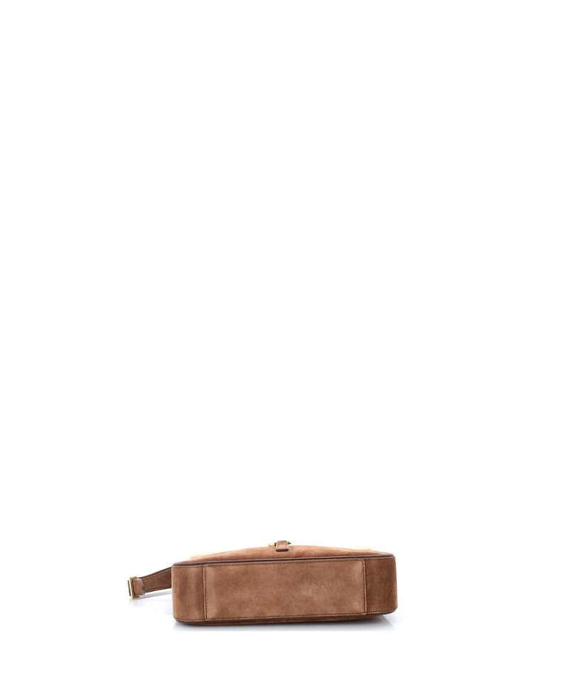 Pre-Owned Saint Laurent Small Le 5 a 7 Hobo Suede with Shearling