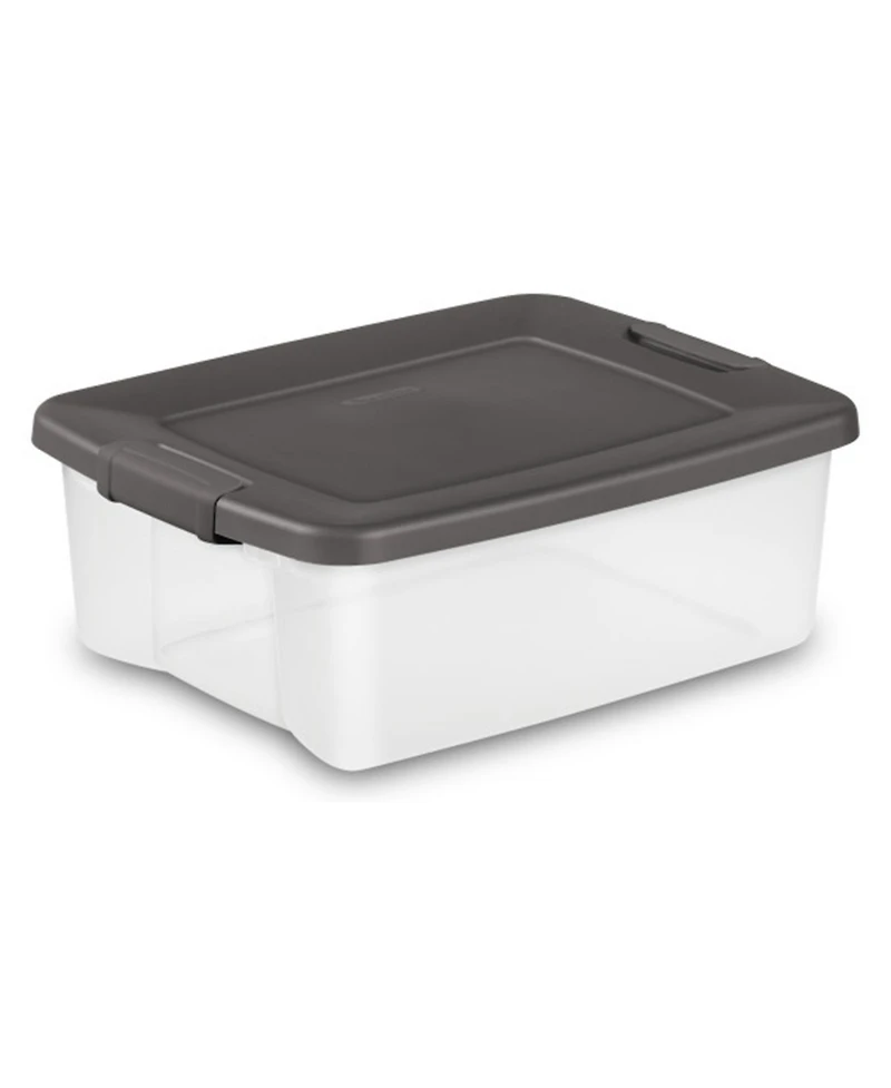 Sterilite 25 Quart Shelf Tote with Flat Gray Lid and Platinum Latches (18 Pack)
