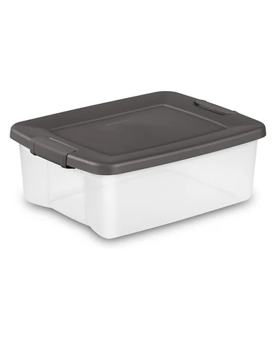Sterilite 25 Quart Shelf Tote with Flat Gray Lid and Platinum Latches (18 Pack)