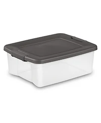 Sterilite 25 Quart Shelf Tote with Flat Gray Lid and Platinum Latches (18 Pack)