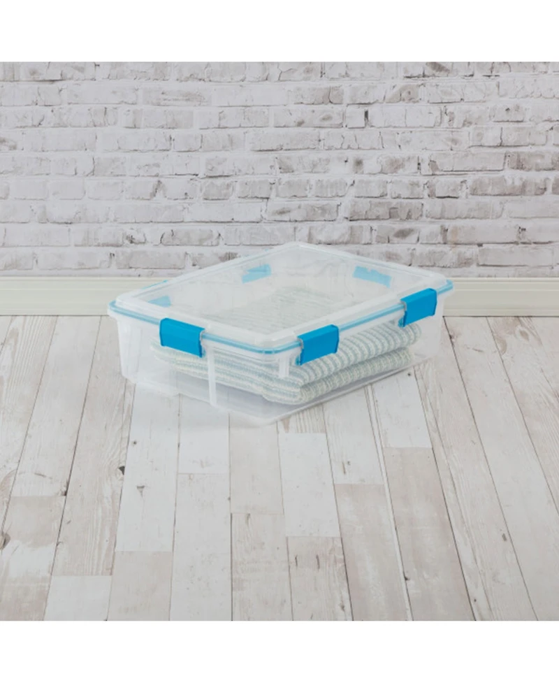 Sterilite 37 Qt Clear Plastic Home Storage Tote Bin with Secure Lids, (16 Pack)