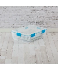 Sterilite 37 Qt Clear Plastic Home Storage Tote Bin with Secure Lids, (16 Pack)