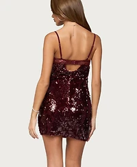 Edikted Women's Airi Sequin Lacey Cupped Mini Dress