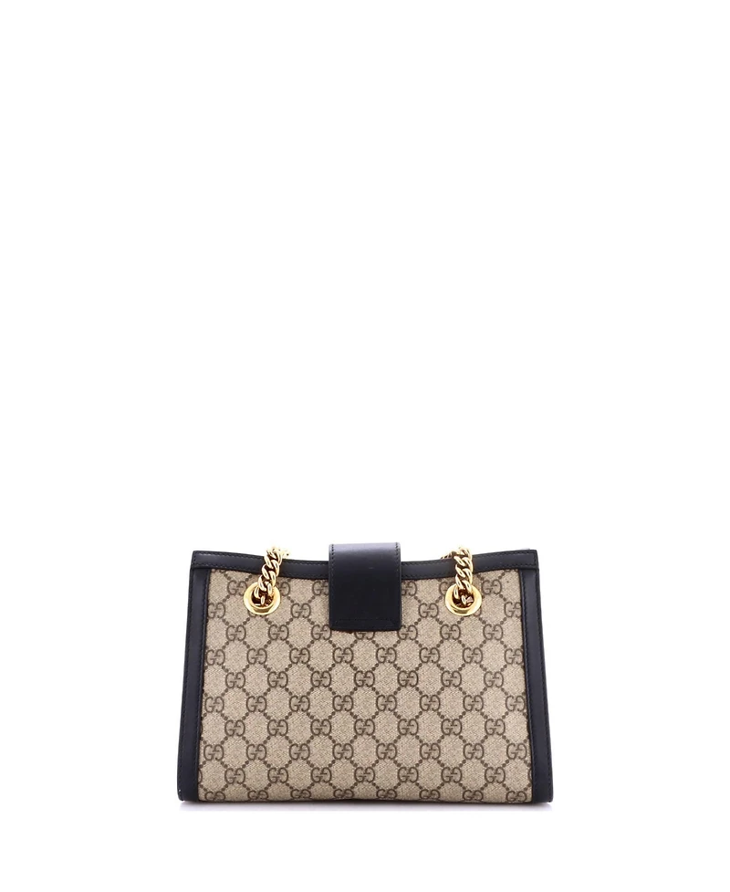 Pre-Owned Gucci Small Padlock Chain Tote Gg Coated Canvas with Leather
