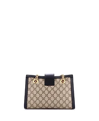 Pre-Owned Gucci Small Padlock Chain Tote Gg Coated Canvas with Leather