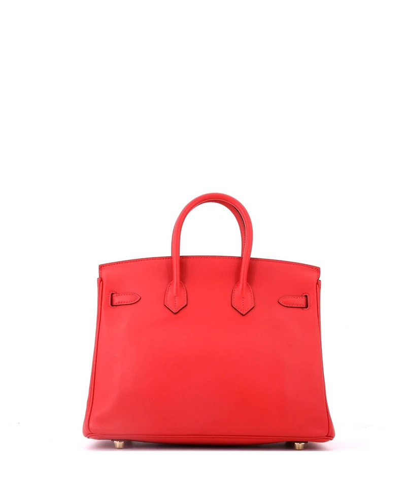 Pre-Owned Hermes Birkin 25 Handbag Red Swift with Gold Hardware