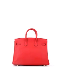 Pre-Owned Hermes Birkin 25 Handbag Red Swift with Gold Hardware