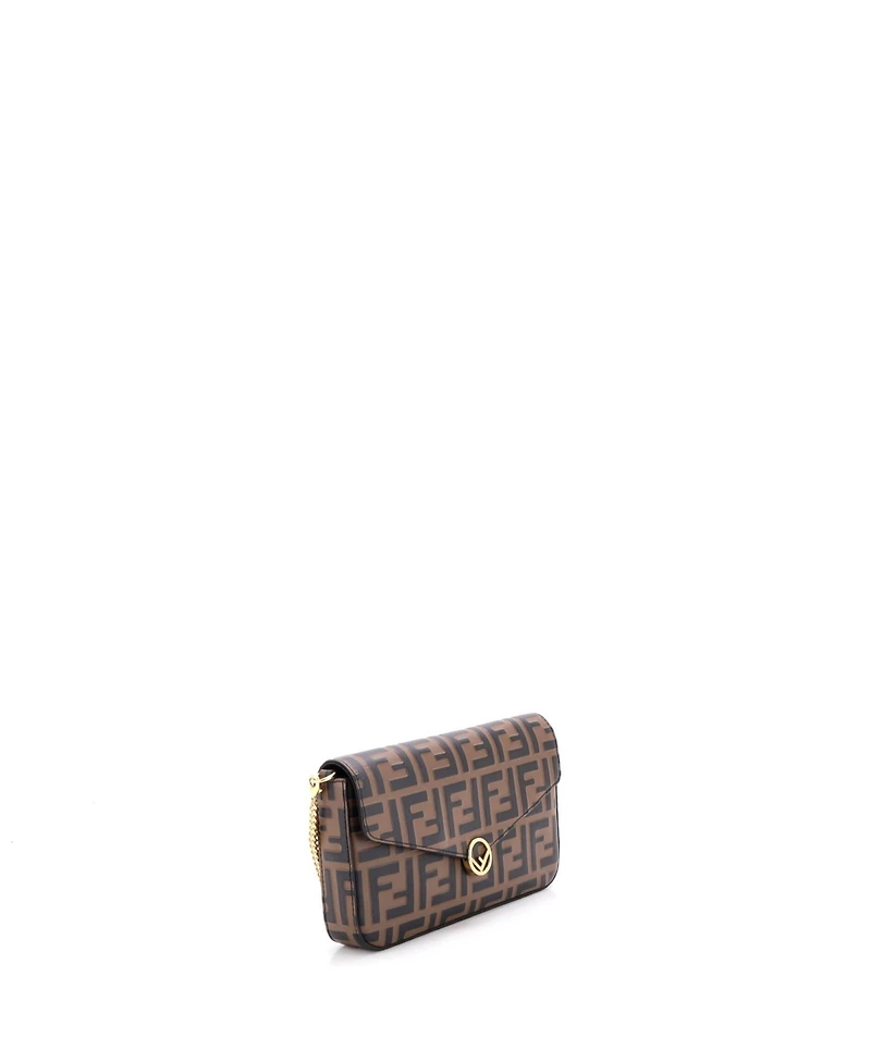 Pre-Owned Fendi F is Fendi Envelope Clutch on Chain Zucca Embossed Leather
