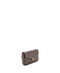Pre-Owned Fendi F is Fendi Envelope Clutch on Chain Zucca Embossed Leather