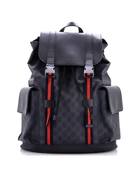 Pre-Owned Gucci Large Double Pocket Buckle Backpack Gg Coated Canvas