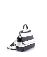Pre-Owned Dolce and Gabbana Medium Miss Sicily Bag Striped Leather