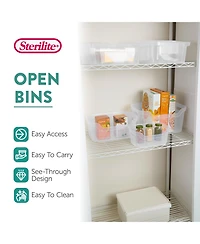 Sterilite 5.25x9.5x13 Inch Open Storage Bin w/ Carry Handles, Clear (16 Pack)