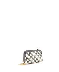 Pre-Owned Celine Zip Around Chain Clutch Triomphe Canvas