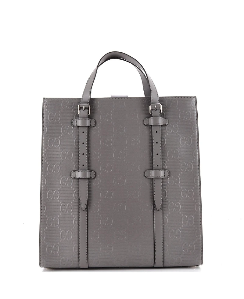 Pre-Owned Gucci Medium Tote Bag Gg Embossed Perforated Leather