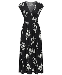 Cupshe Women's Black White Floral Cap Sleeve Midi Dress