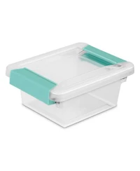 Sterilite Plastic Large Clip Bin Clear, 6 Pack and Mini Clip Storage Box, 6 Pack