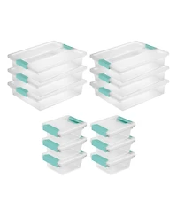 Sterilite Plastic Large Clip Bin Clear, 6 Pack and Mini Clip Storage Box, 6 Pack