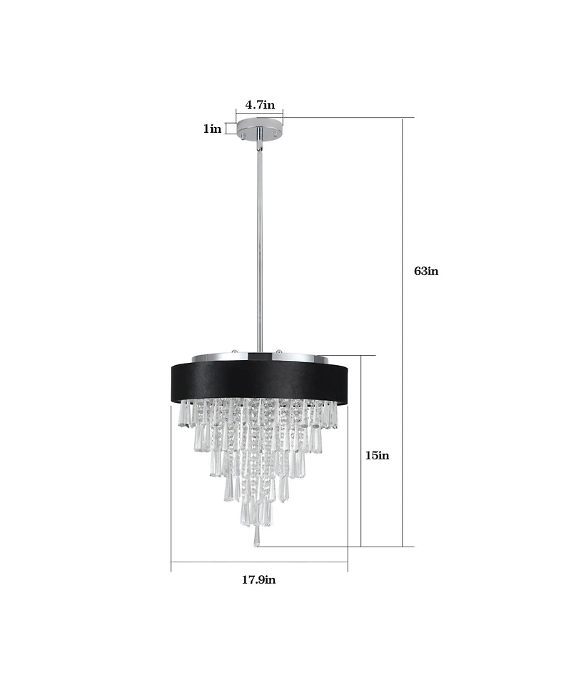 Clihome 18" Modern Crystal Chandelier with Imitation Velvet Anti-Glare Shade (Bulb Not Included)