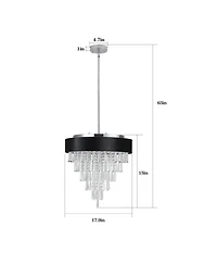 Clihome 18" Modern Crystal Chandelier with Imitation Velvet Anti-Glare Shade (Bulb Not Included)