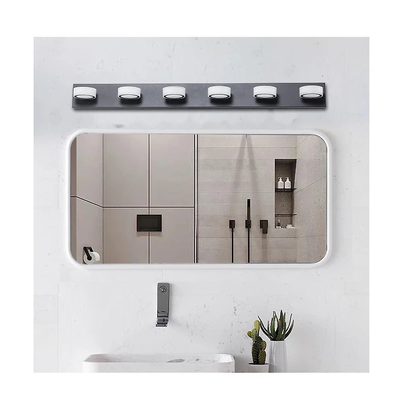 Clihome 45" Modern 6-Light Led Vanity Light, Sleek Bathroom Wall Light Fixture