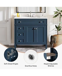 Tribesigns 36 Inch Bathroom Vanity with Sink with 3 Drawers and 2 Doors