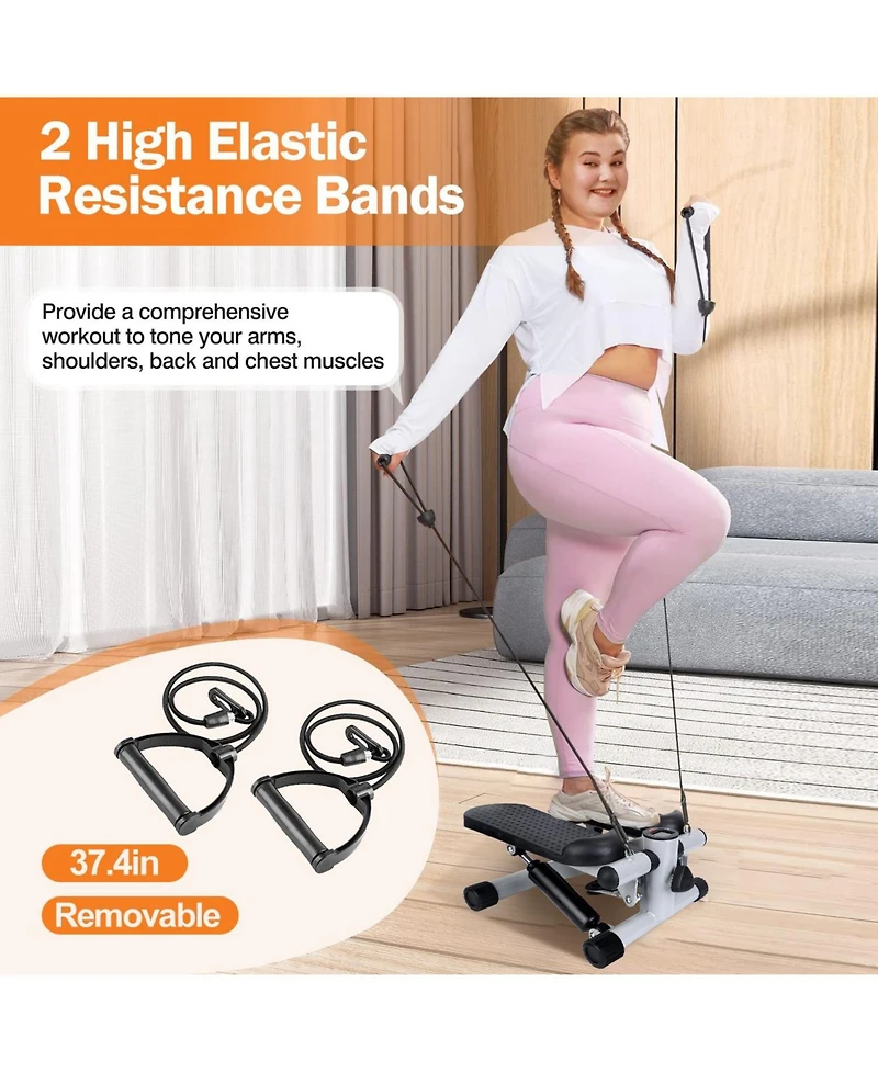 Sevorley Mini Stepper Exercise Machine with Resistance Bands, Steel Stair Stepper with Lcd Monitor for Home Workout
