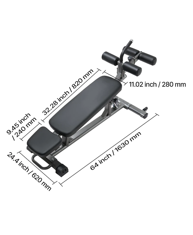 Sugift Adjustable Decline Sit Up Bench with Reverse Crunch Handle and 1000 Pound Capacity
