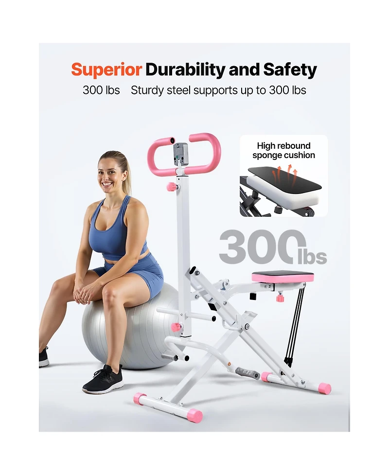 Sugift Foldable Deep Squat Machine with Three Resistance Bands and Adjustable Seat