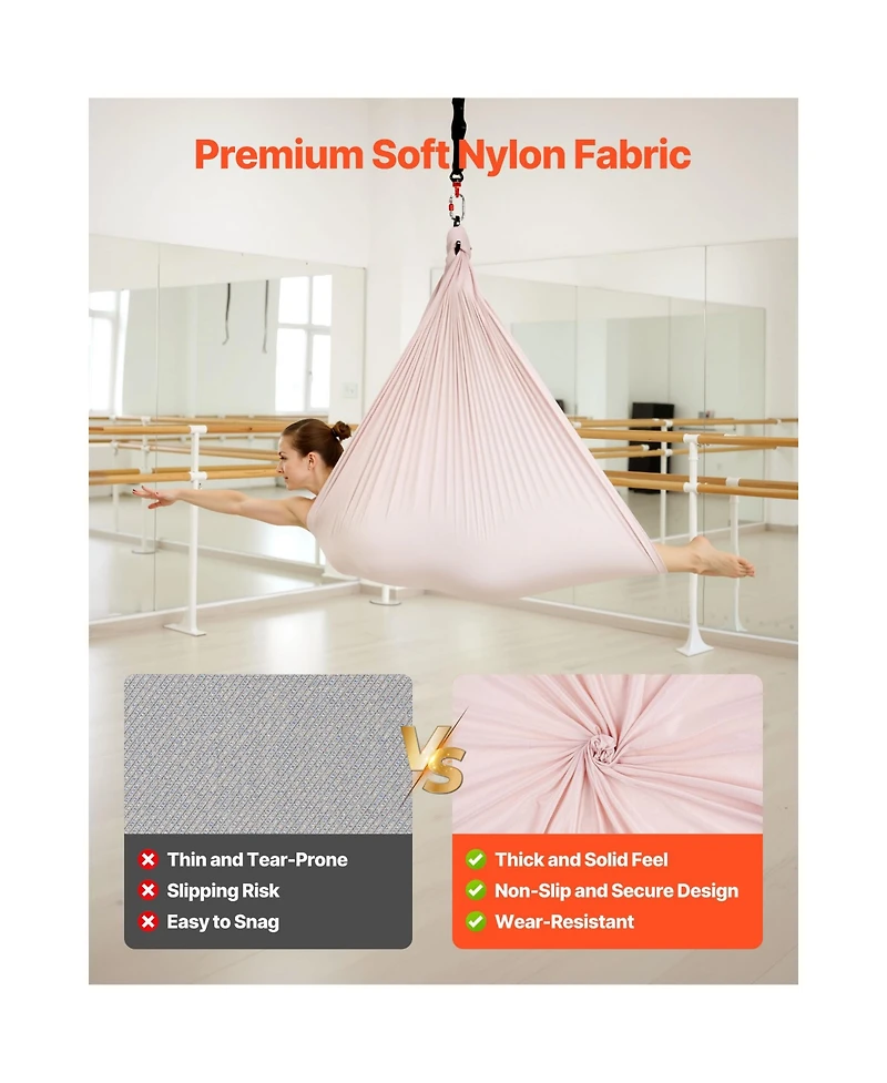 Sugift Aerial Yoga Hammock and Swing Set with Steel Carabiners and 300 Pound Capacity